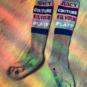 Juicy Couture Y2K VINTAGE SMELLS LIKE COUTURE Blue and Pink Socks